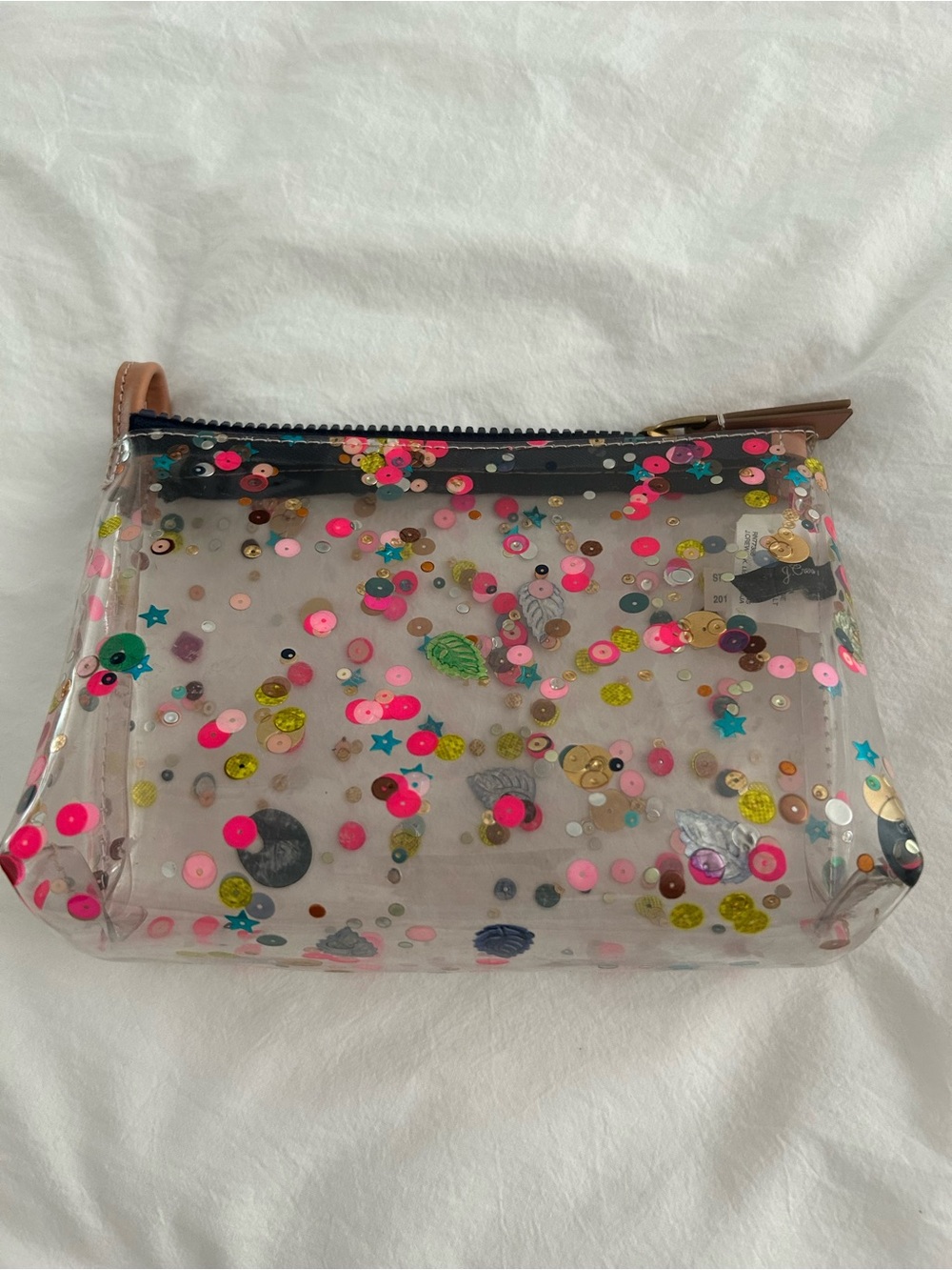 J Crew. Clear Sequined Cosmetic Pouch